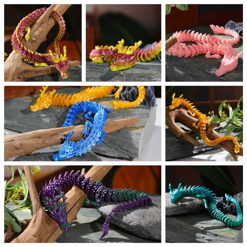 3D Printed Conjoined Dragon Ornaments Movable Creative Dragon Plants rockery Fish Tank Landscaping Decoration 30cm Z250118