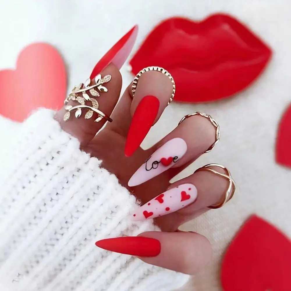 24 pieces of long thin high-heeled French fake nails with white edges simple Aurora fake nails fully covered nail press DIY detachable handleW250120