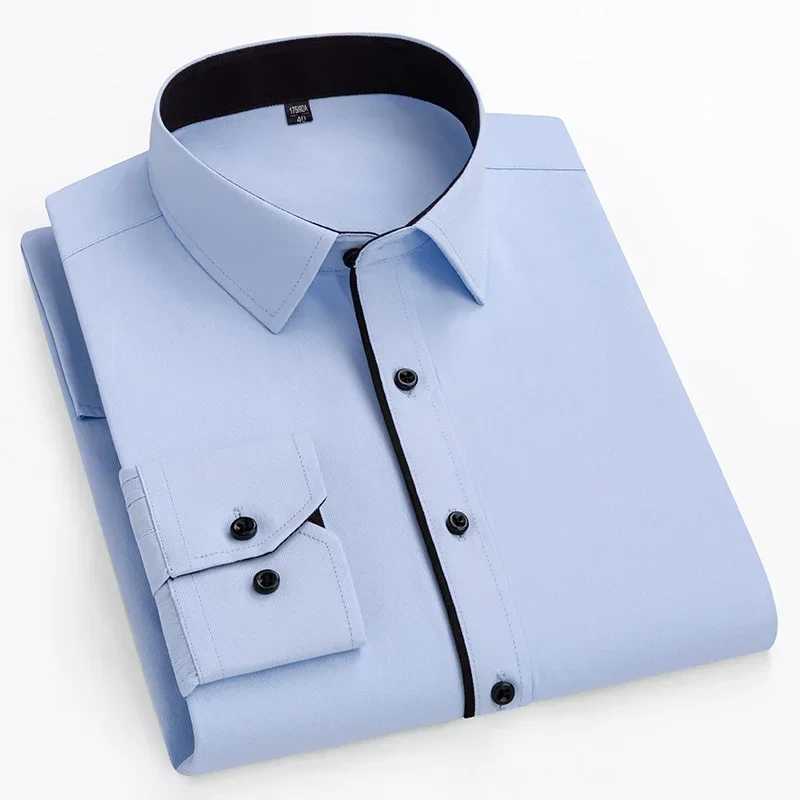 New in shirt 40%cotton plus size 14XL long-sleeve shirts for men slim fit formal plain shirt double collor office red clothesXJ250121