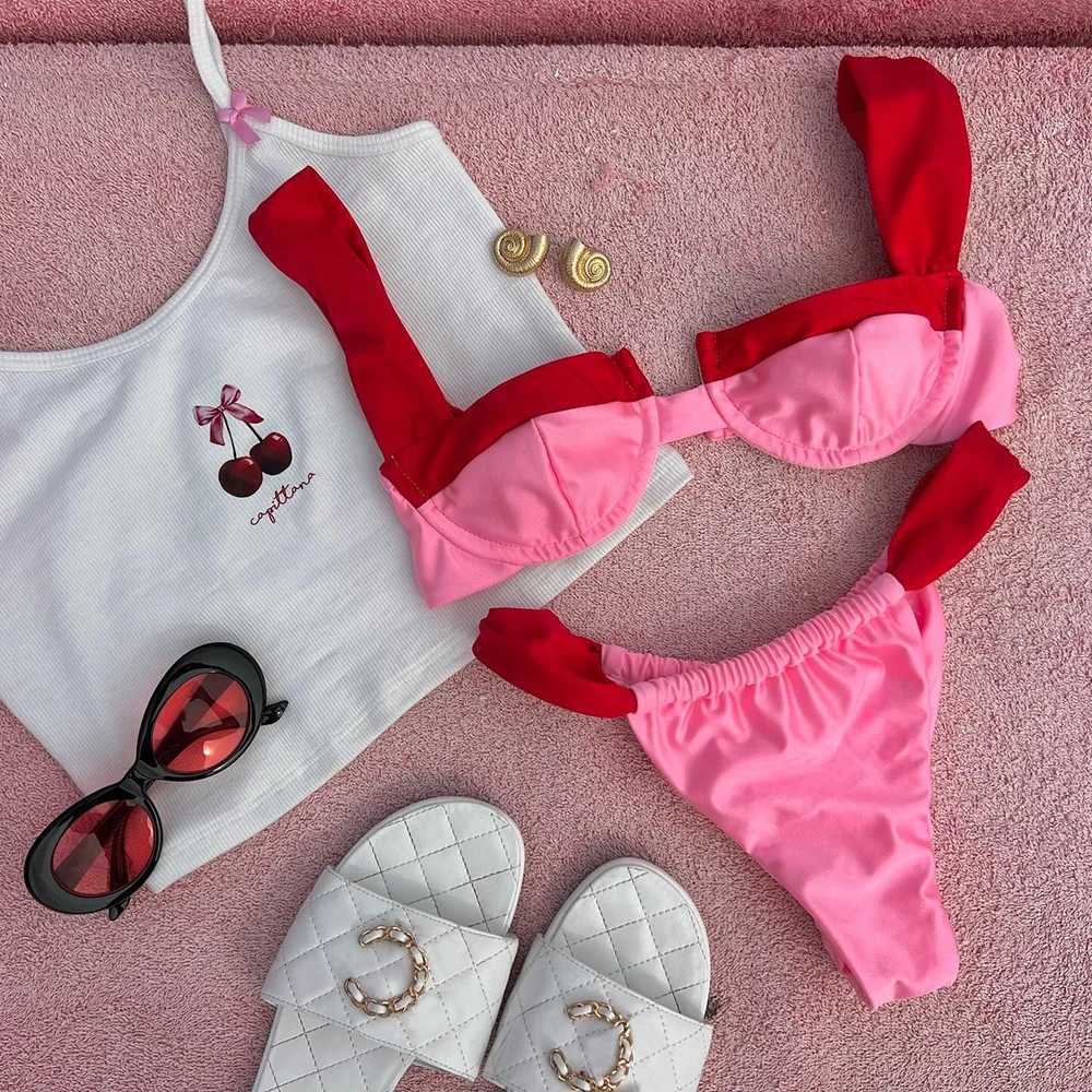 Push Up Bikini 2024 Sexy Women Swimsuit High Cut Swimwear Brazilian Bikini Set Swimming Suit Beachwear Patchwork Biquini FeXJ250120
