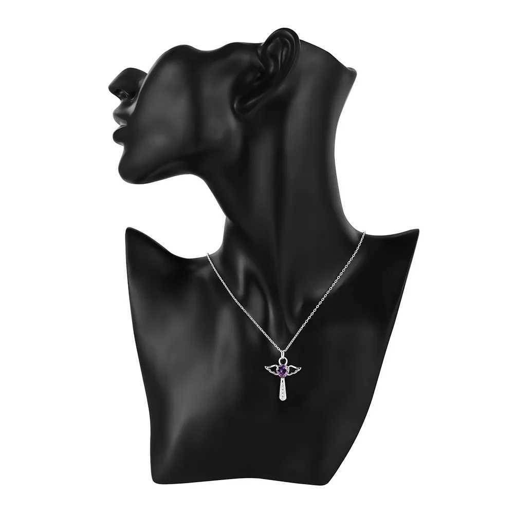 Fashion brand 925 Sterling Silver Necklace For Women luxury Wedding Jewelry angel crystal cross pendants chain neckalceXJ250114