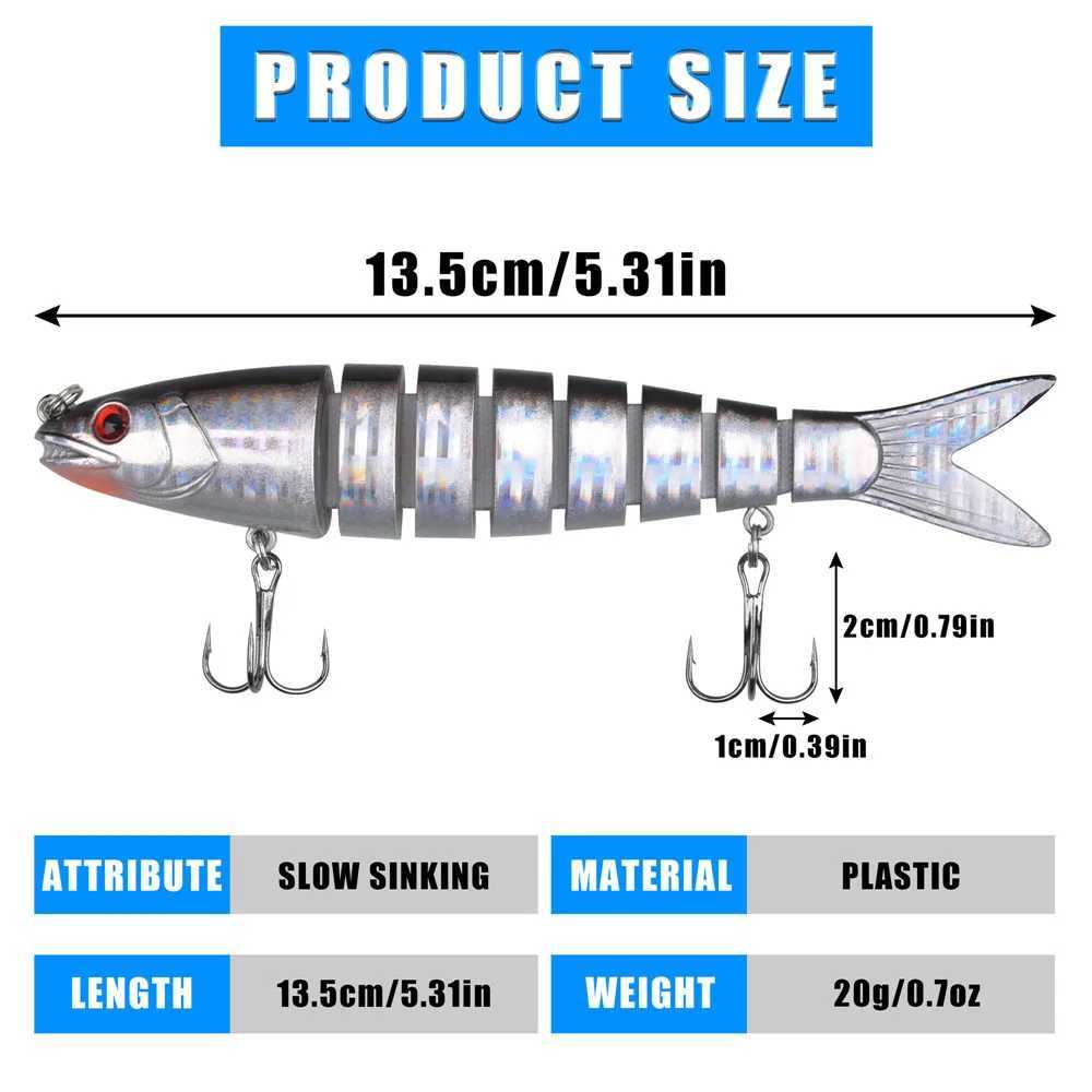 5Pcs 20g Multi Jointed Swimbait Fishing Lure Slow Sinking Bass Lures Swim bait Trout Crappie Walleye Pike Artificial BaitXJ250122