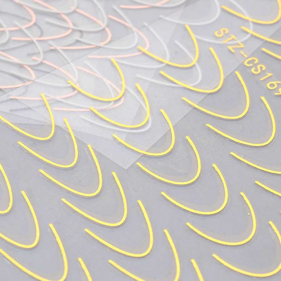 4 Sheets Nail Stickers French Style Metallic Lines Easy to Apply Adhesive Nail Art DecalsXJ250120
