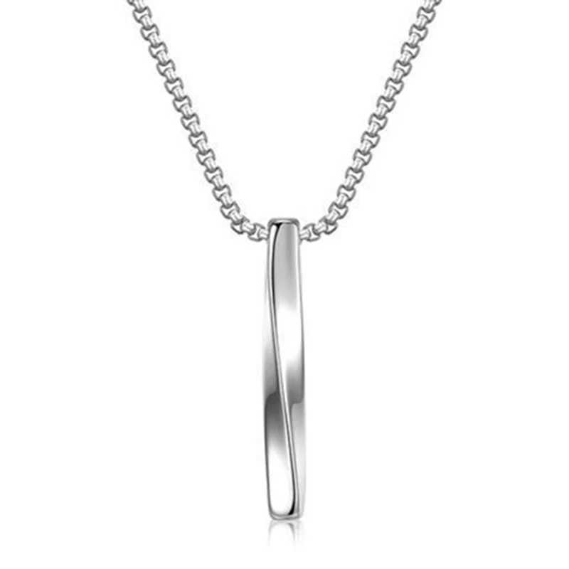 Fashion Silver Color Men Spiral Necklace Rectangle Minimalist Simple Personality Hip Hop Ins Mens Pendant Boys Chains WholesaleXJ250121