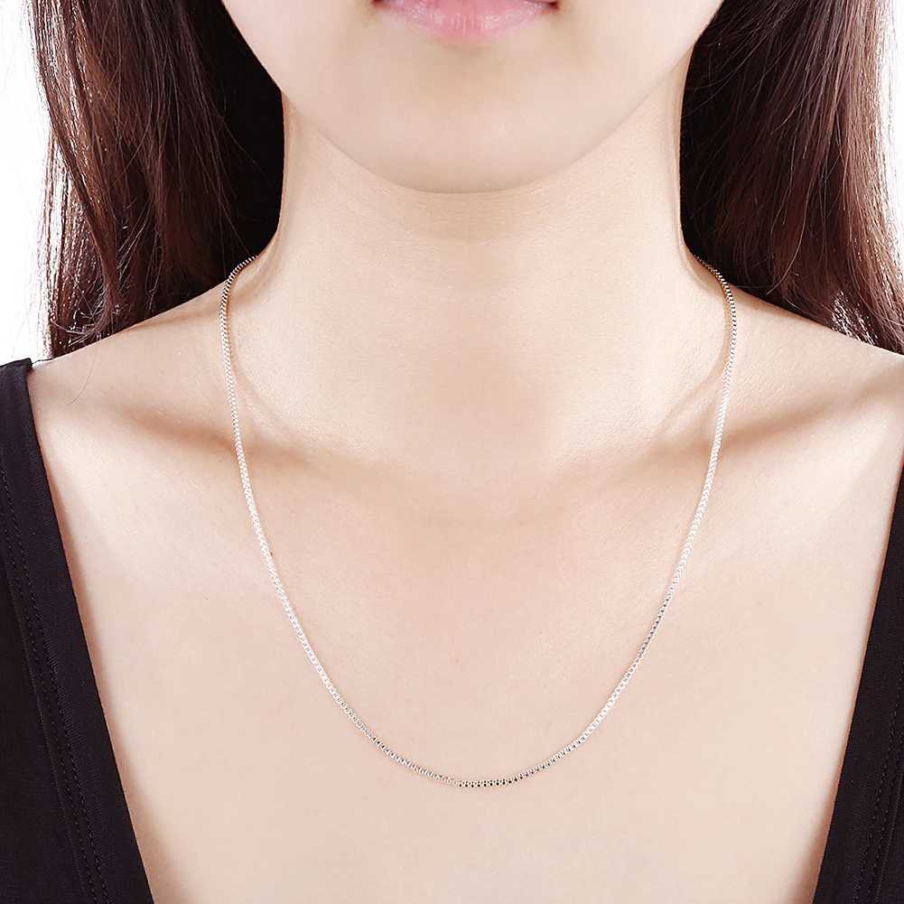 10pcs 16-24inch 925 Sterling Silver fashion 1MM Box chain for women Men necklace Charms wedding party jewelry Christmas giftsXJ250114