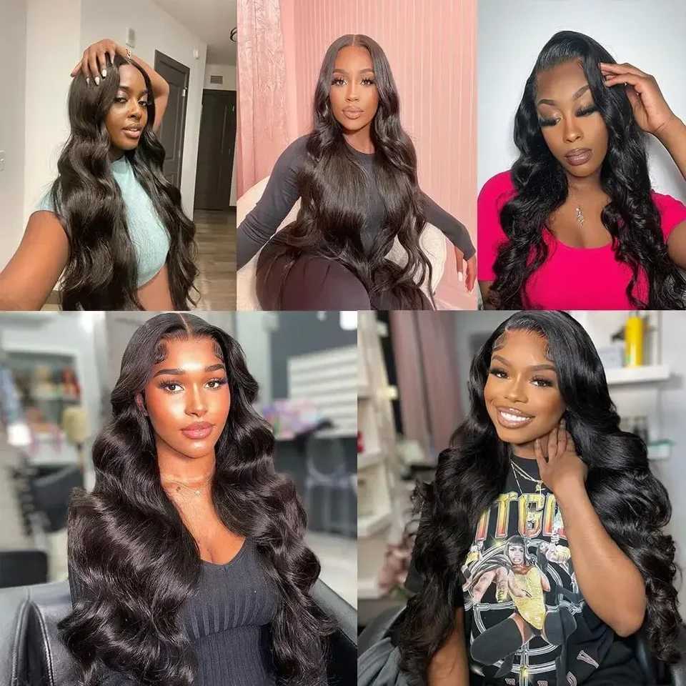 3 4 PCS 28 32 Inch Bundles With 13X4 Lace Frontal Body Wave Human Hair Bundles Raw Straight Deep Wave Hair Weaving Bundle DealsXJ250120
