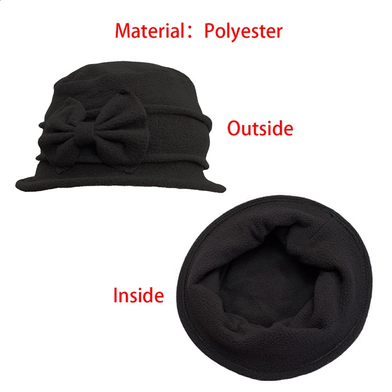 Womens Bell Beret Hat French Vintage Floral Fleece Cloche Classic Winter 1920s Bucket 250118