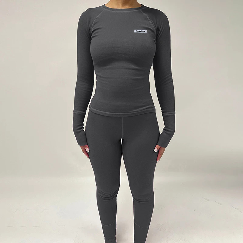 2 Piece Set Trousers y Women Solid Autumn Sexy Skinny Sweatpants Long Sleeves Casual Slim Pullover Clothing Female 250122