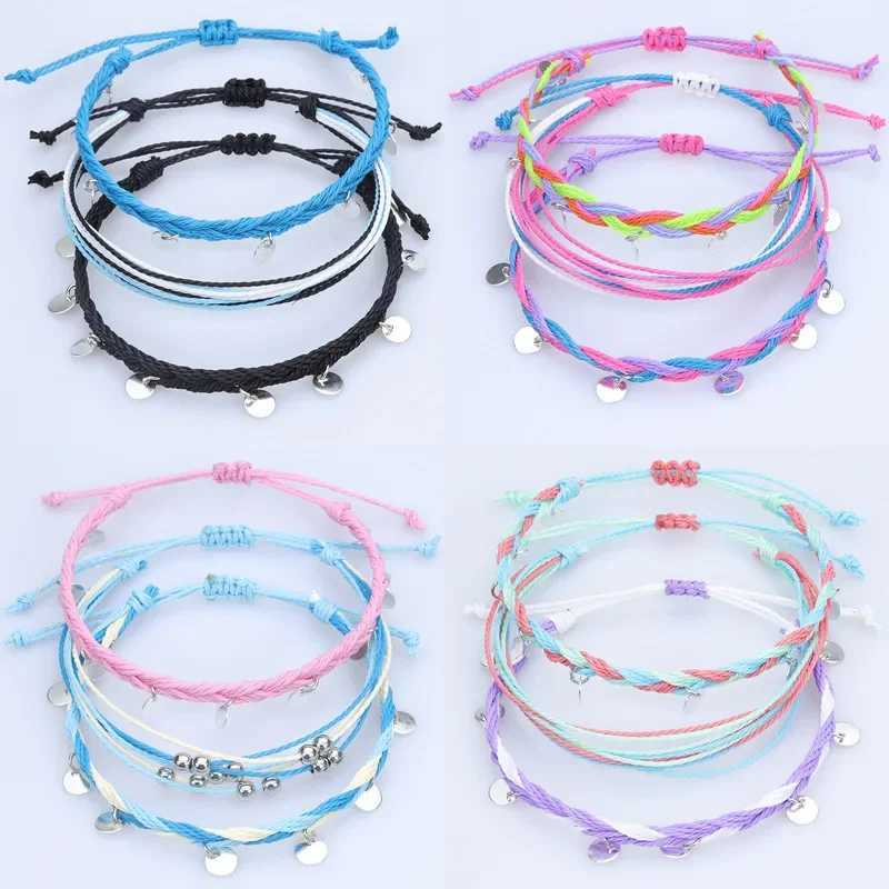 Summer String Ankle Bracelets Rope Anklets Braided Beach Boho Coin Anklets Cute Friendship Foot Jewelry gift for Women Teen GirlXJ250121