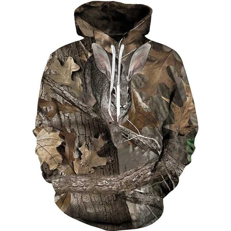 3D Animals Print Maple Leaves Pine Camouflage Hoodie For Men Hunting Cool Long Sleeve Pullovers Spring Autumn Sports SweatshirtXJ2500118