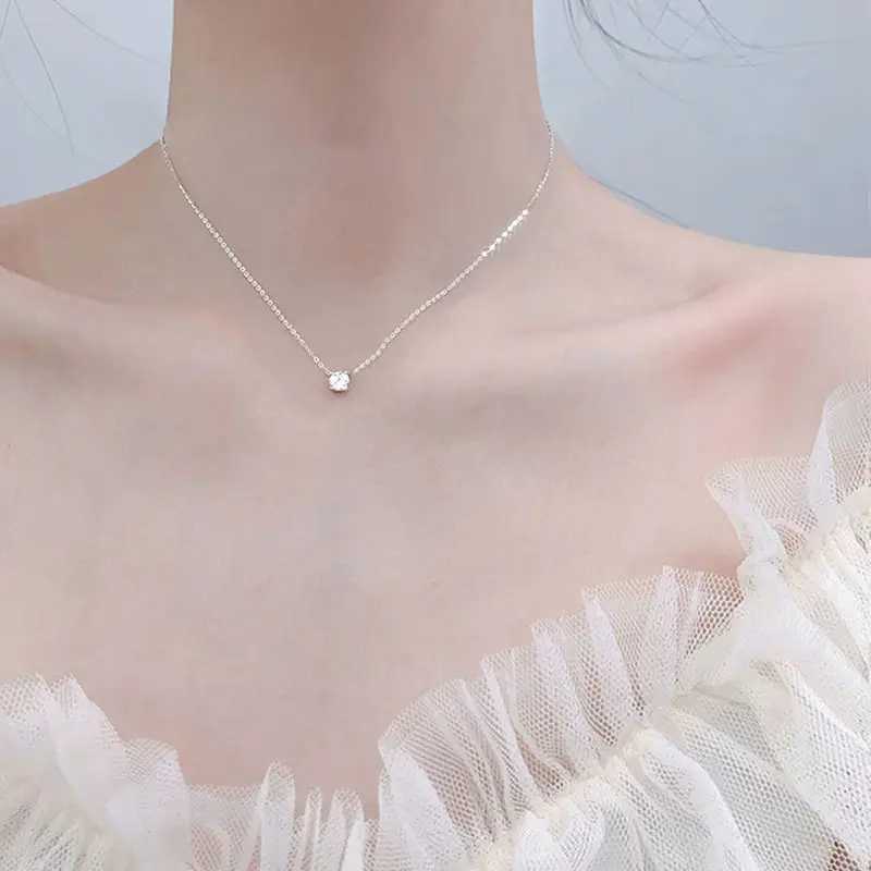 925 Sterling Silver Pendent Necklace Versatile Sparkling Zircon Choker Clavicle Chain For Women Wedding Jewelry GiftXJ250114