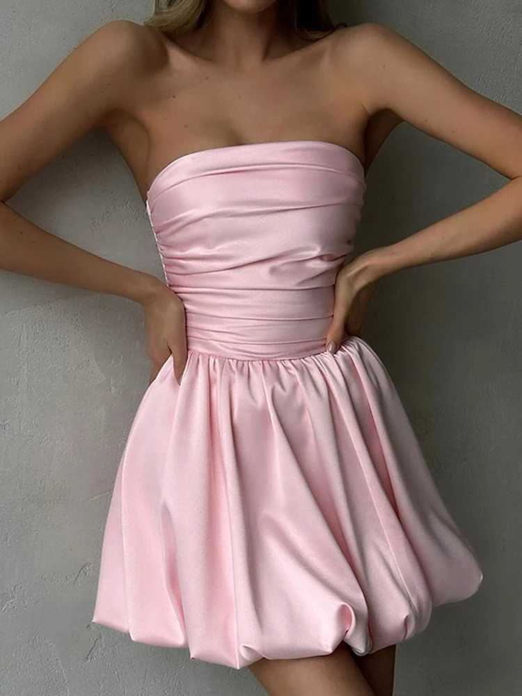 Womens Ele Directional Design Short Dresses New Sheath Solid Color A Hem mini DressesXJ250115