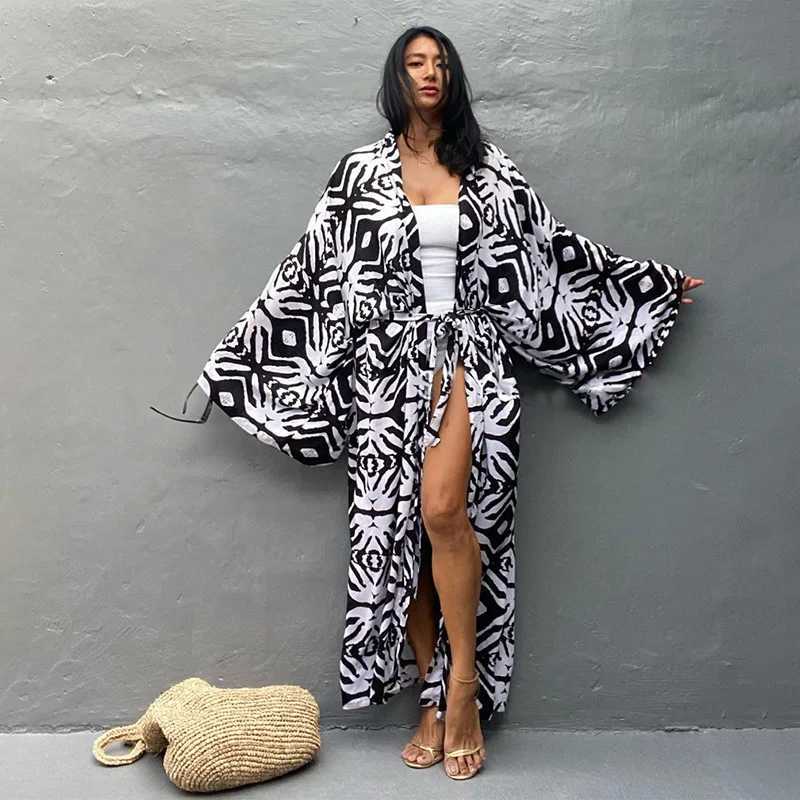 Para Beach Bat Shirt Bikini Cover Ups Beachwear Kimono Beach Robe Maxi Long Dr Sarong Women Loose Cardigan Swimsuit Covers W250120