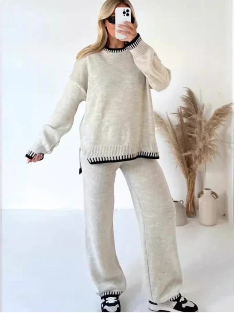 Tuoyi Womens Sweat Suit Set Tracksuit Set Woman Warm Suit For Women Fashion Woman Space Wadding Womens Knitted Suit 250118