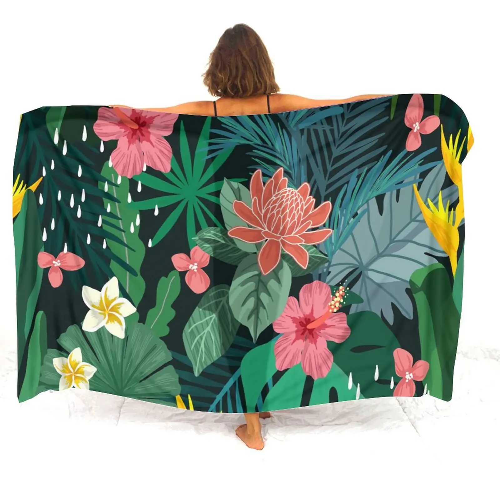 Summer Ladies Sarong Polynesian Sarong Seaside Bikini Anti-Slip Coat Shade Sarong Scarf Temperament Elegant Shl Sarong Custom W250120