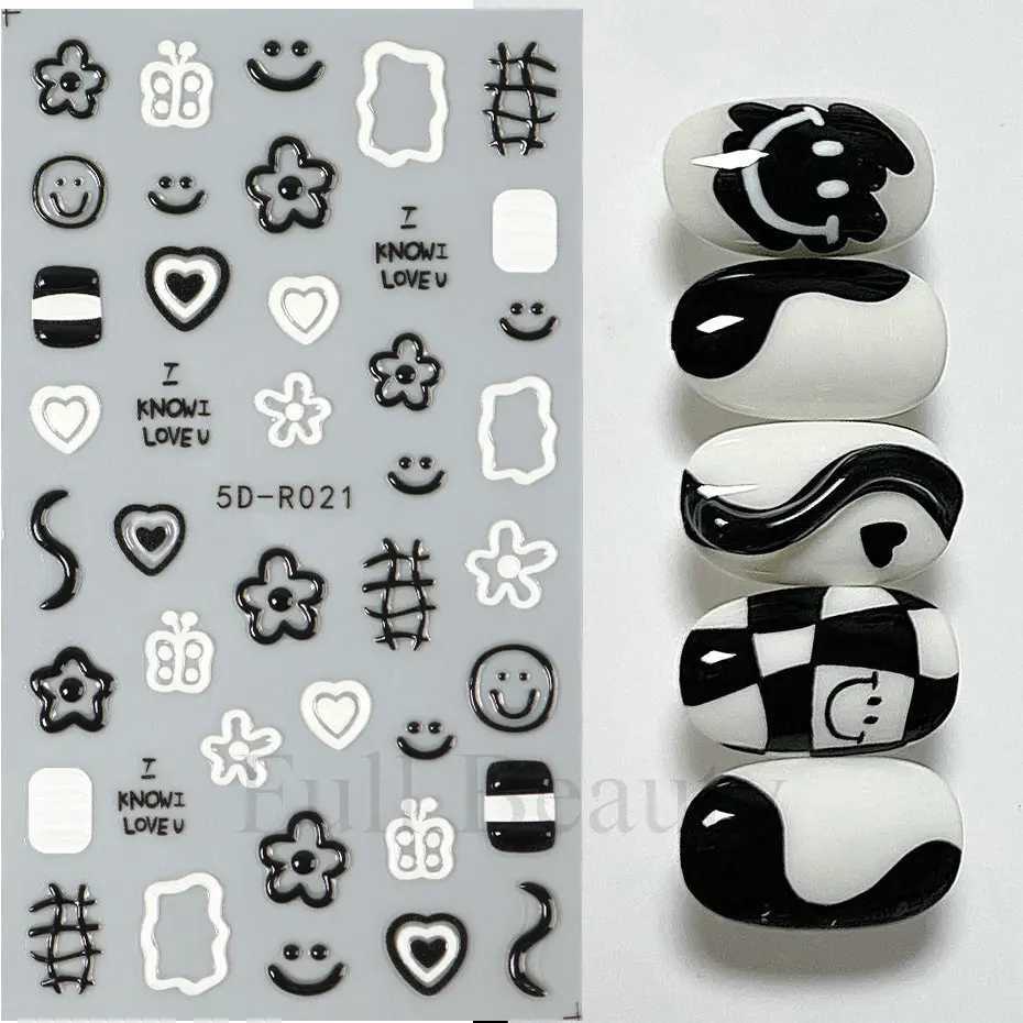 3D Kawaii Jelly Rainbow Heart Nail Sticker Summer Cute Cartoon Flower 5D Pudding Gel Decals for Nail Art Decorations ManicureXJ250120