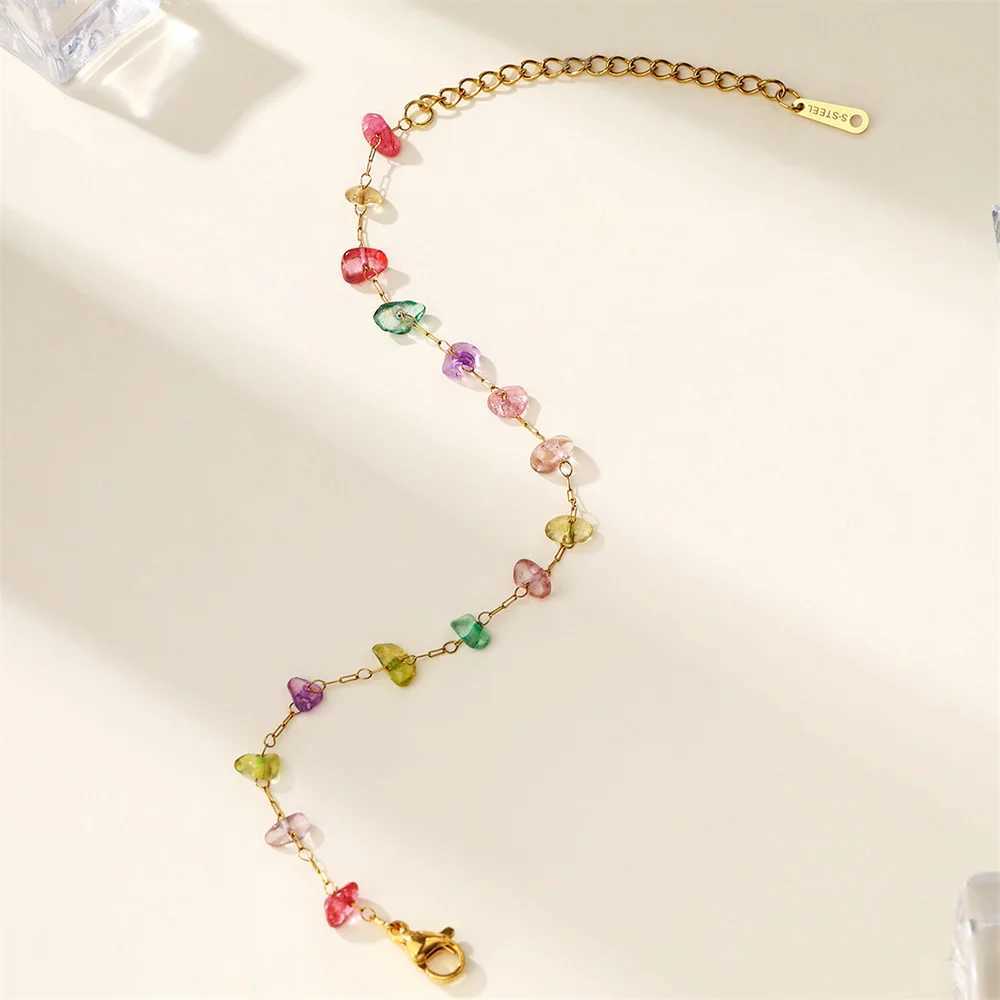Colorful Natural Stone Anklet For Women Tren Stainl Steel Anklet Party Wedding Fashion Jewelry Girls Gift 2024XJ250121