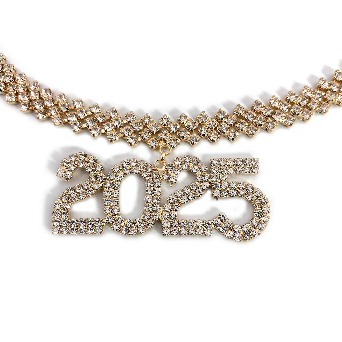 1pc Exaggerated Cuban Chain New Year Pendant Necklace 2025 Symbol Womens Fashion Punk Festival Accessories Tie Neck Short NecklXJ250121