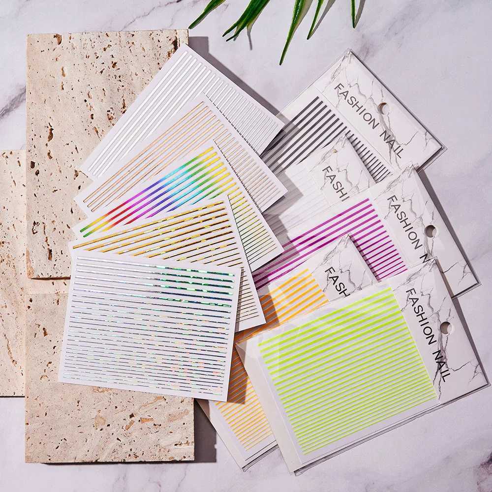 12sheets/lot Lines Stripe Sticker Decal 12Colors Straight Line Nails Art Decoration 3D Self Adhesive For Nails Sticker Decal J8#XJ250120