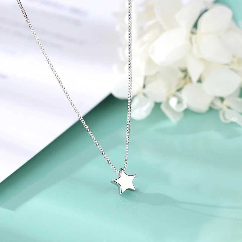 925 Sterling Silver Star Necklace Simple Charm Clavicle Chain For Women Fine Jewelry Wedding Party Birtay GiftXJ250114