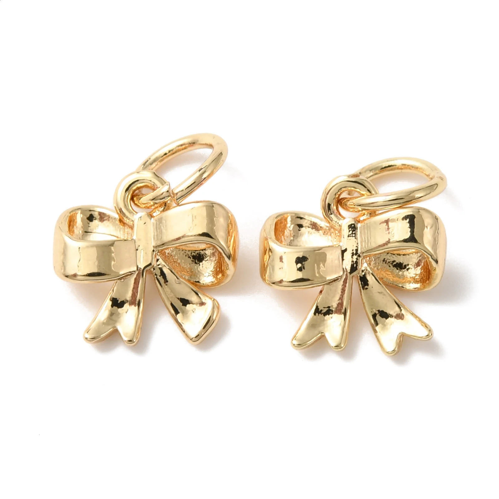 50pcs Cute Brass Bowknot Charm 14K Gold Plated for Dangles Earrings Necklaces Bracelets DIY Making Accessories 10x10x3mm 250117