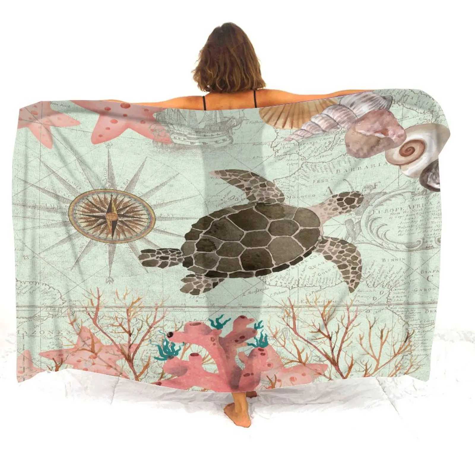Custom Polynesian Womens Sarong Tribe Ethnic Pattern Turtle Print Casual Shl Print By The Haiian Seaside W250120