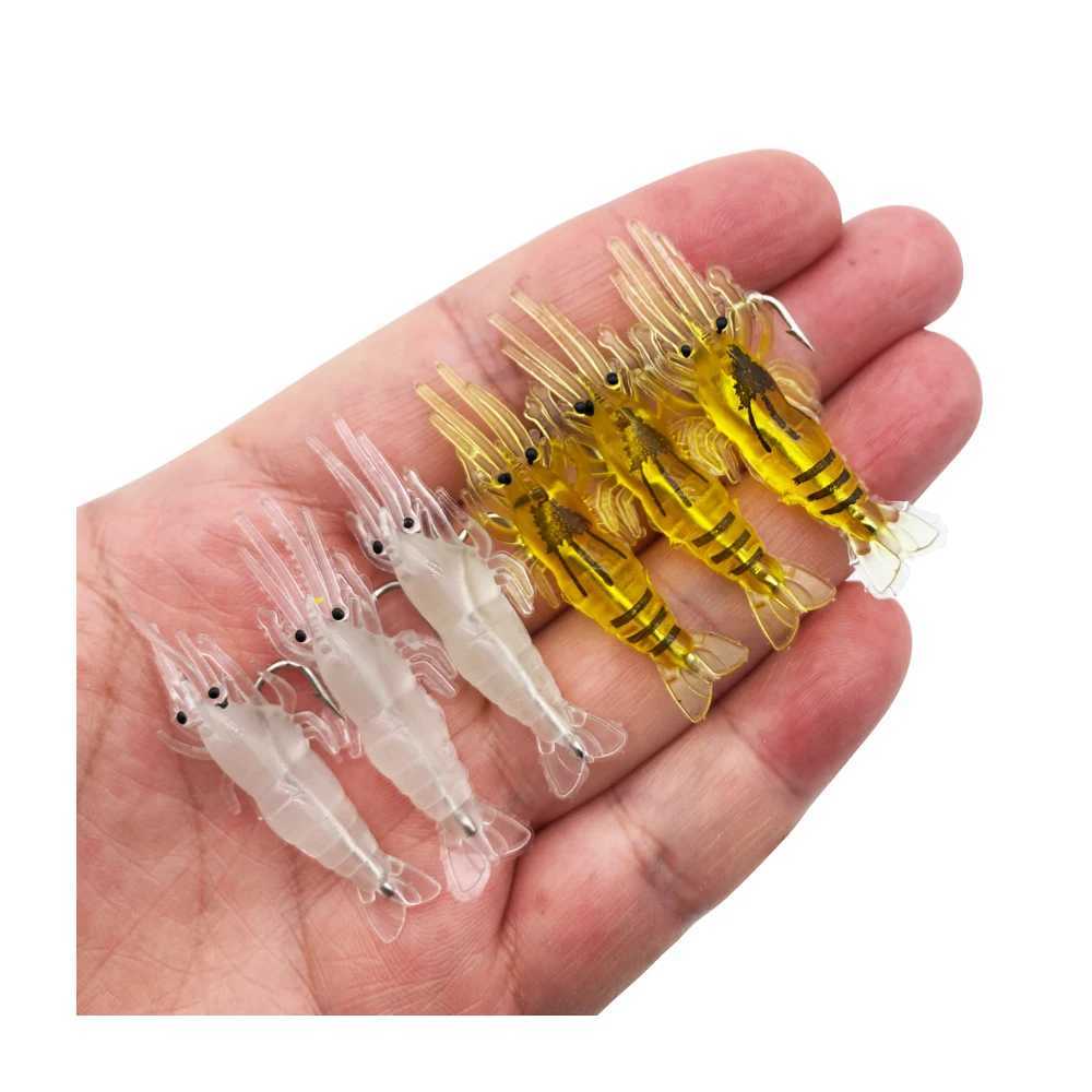 10Pcs 4cm 1.5g Soft Shrimp Worm Shrimp Fishing Lure Tackle Luminous Wobbler Perch Carp Silicone Sharp Lure ArtificialXJ250122
