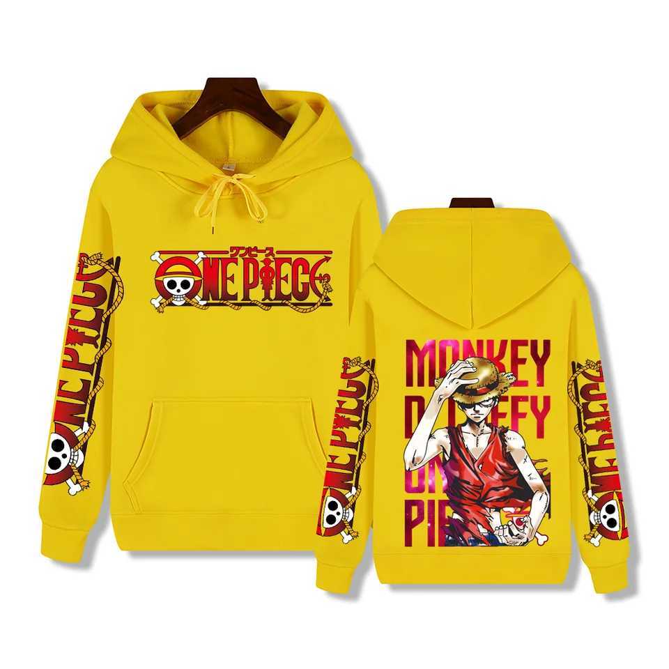 One Piece animation handsome Luffy print Autumn and winter comfortable thick mens high quality leisure warm street hoodieXJ2500118