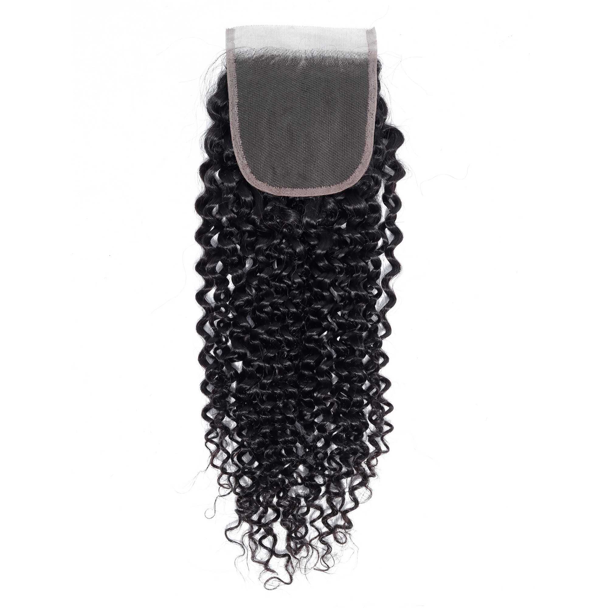 Aircabin 4x4 Kinky Curly Lace Clo Natural Color Real Hair Swiss Transparent Lace Remy Human Hair Curly Lace Clo OnlyXJ250120