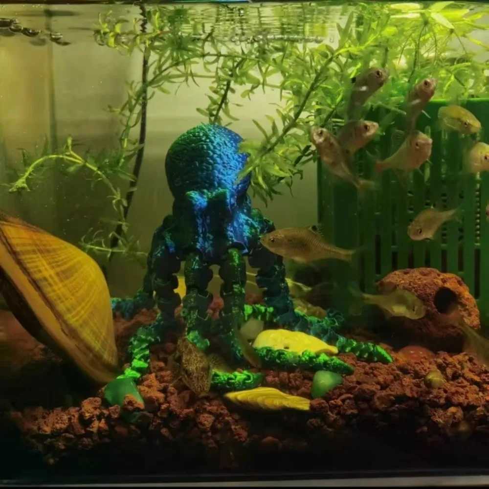 New 2025 3D Printed Figurine Flexible Joints Home Office Desktop Decor Ocean Animal Aquarium Fish Tank Octopus Ornaments Free shipping