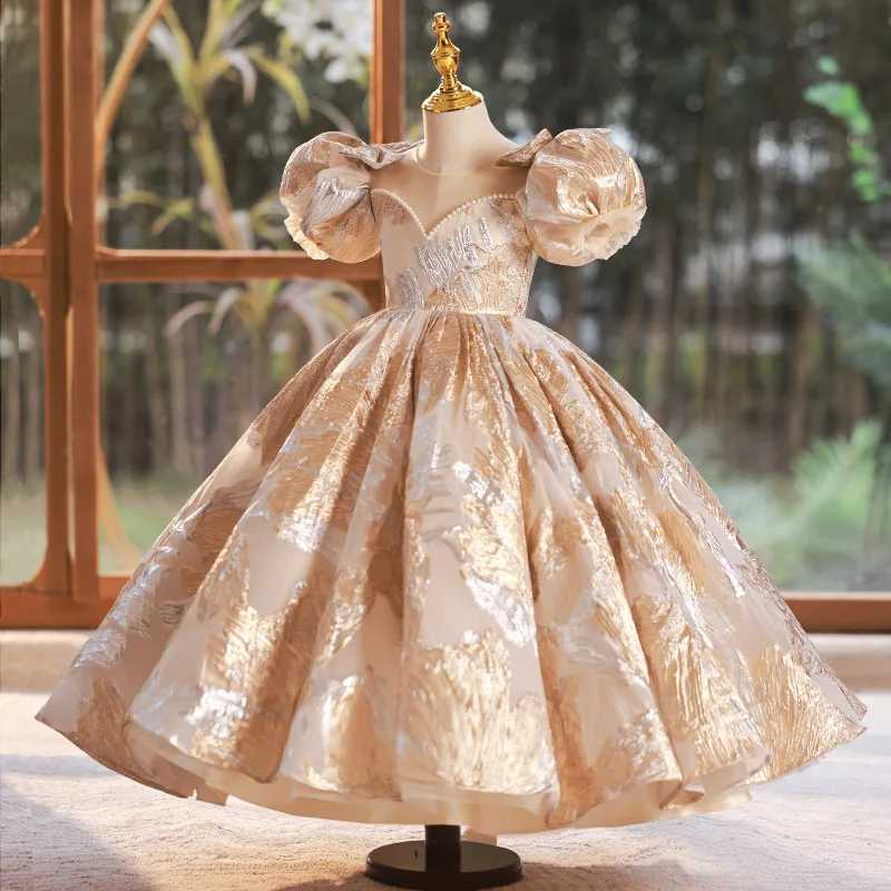 Childrens wear bow Flowers princess dress luxury 2-12yrs Baby girl dress kids Dress for girls Christening Gown Birthday Dress X250203