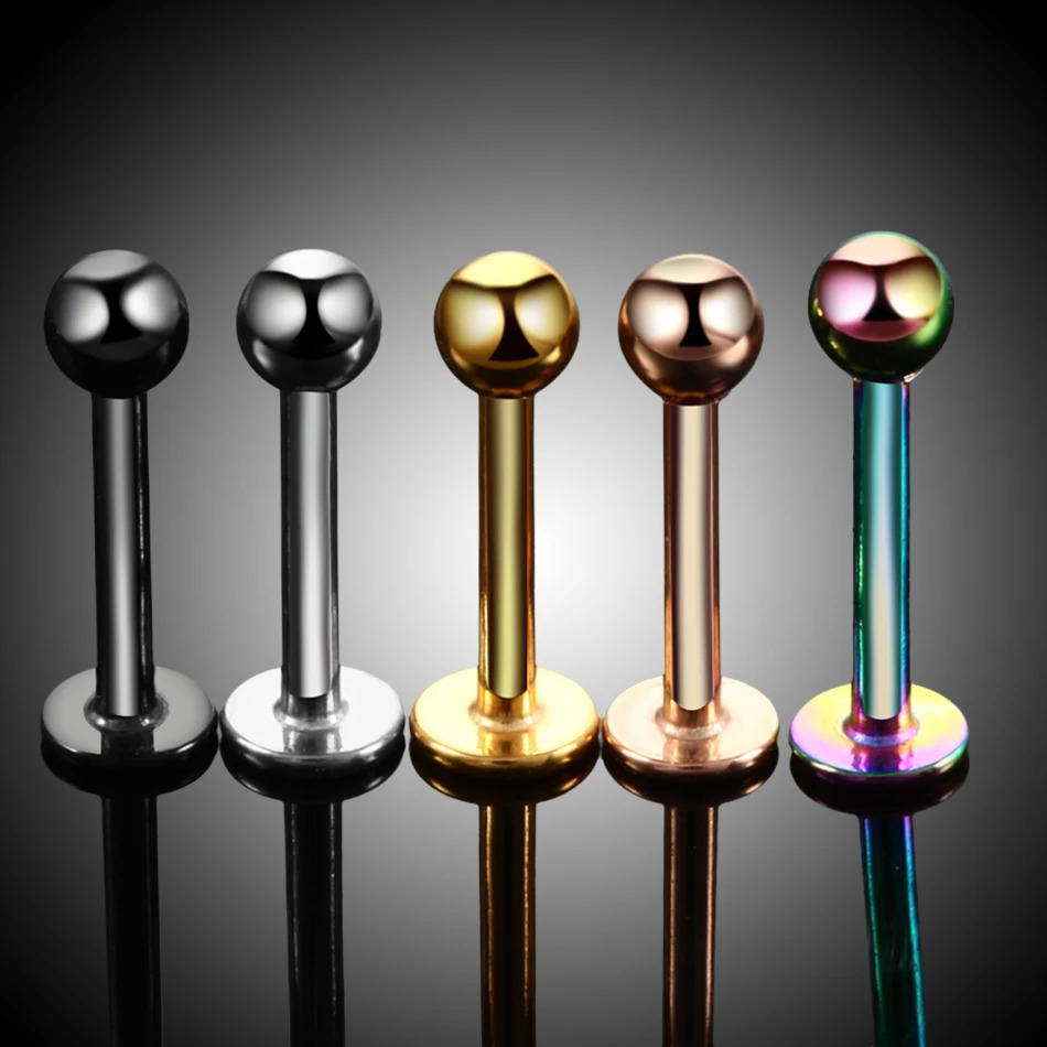 HS Lot 1Piece Steel Assorted Colors Labret Stud Lip Piercing Ear Cartilage Tragus Helix Ring Fashion Charming Jewelry 250110