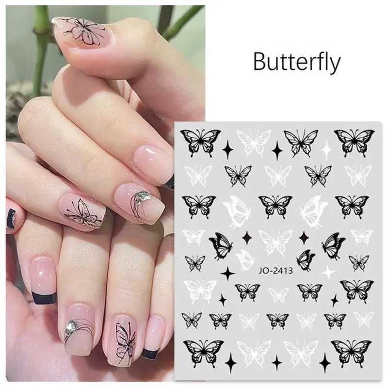 Abstract Simple Line Graffiti Nail Sticker Nail Art Decoration Geometric Line Flower 3D Sticker Nail Art AccessoriesXJ250120
