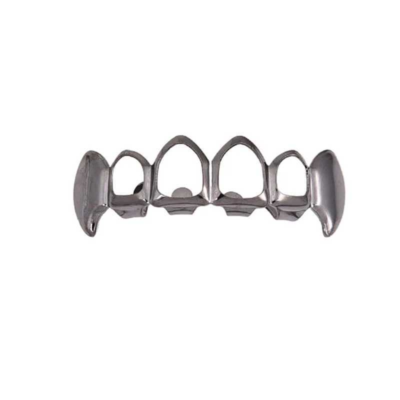 Hip-Hop In Europe America 18K Gold Hollow Tooth Gold-Plated Smooth Hip-HopTeeth Mens Teeth Decoration Fashion JewelryXJ250114