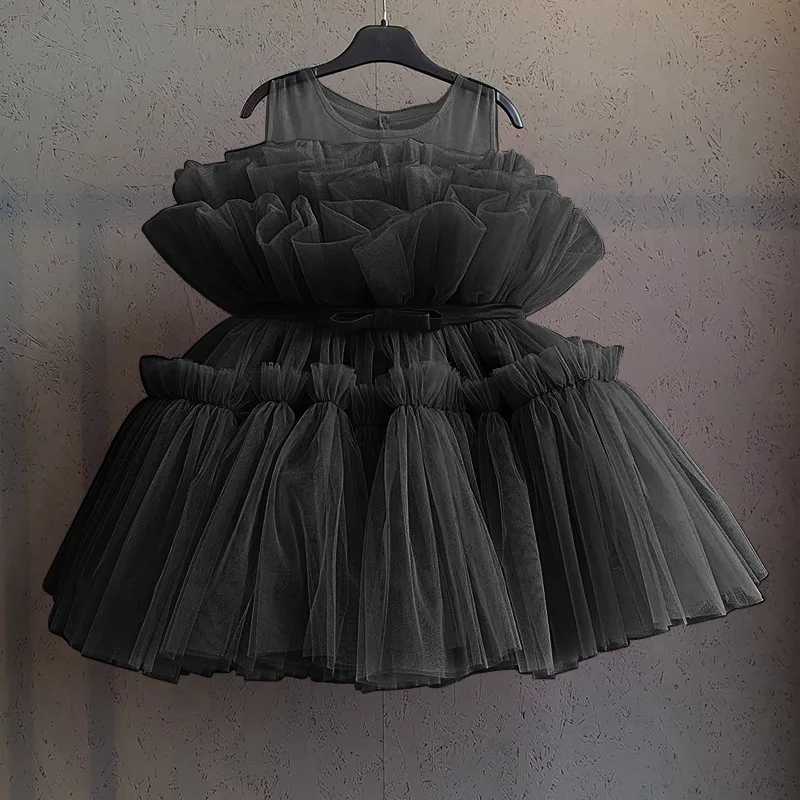 White Toddler Tulle Sleeveless Bow Princess Dress For Baby Girls Christening Birthday Party Wedding Bridesmaids First Communion X250203