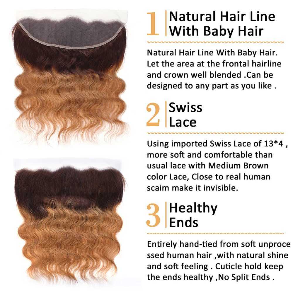 Colored Body Wave Bundles With Clo Brazilian Human Hair Weave Bundles With HD Lace Clo Frontal Virgin Remy Raw HairXJ250120