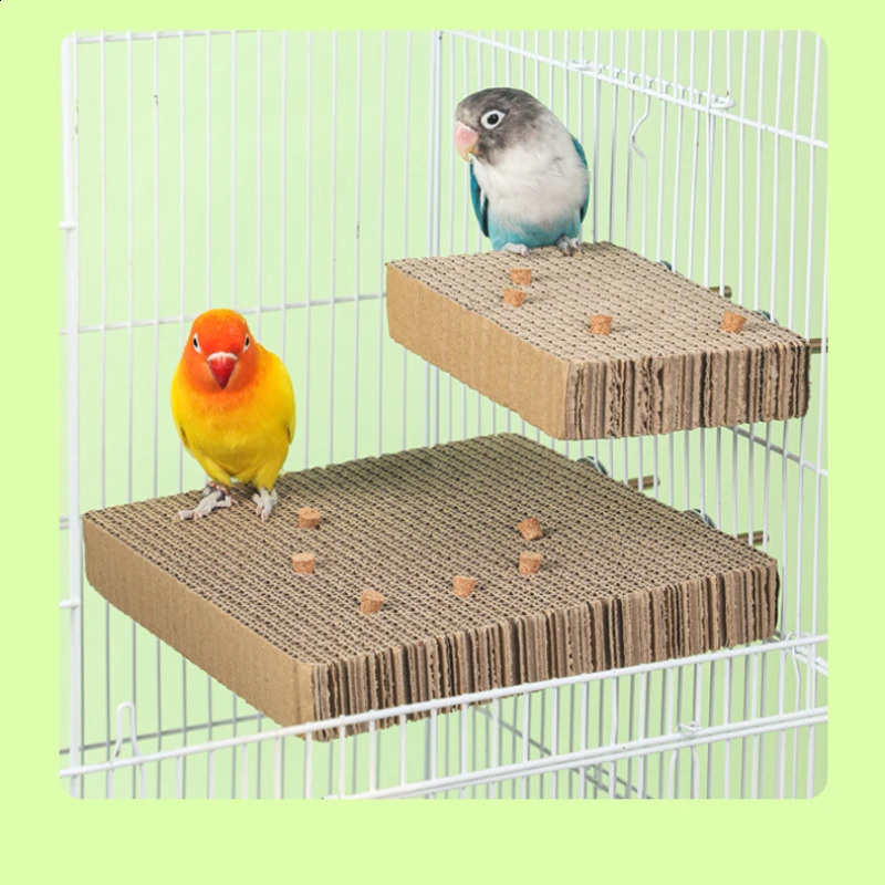 Bird Perch Stand Platform with Cardboard cork toy Parrot Chewing Toys Small Birds Paw Grinding Perch Bird Cage Accessory S/L 250121