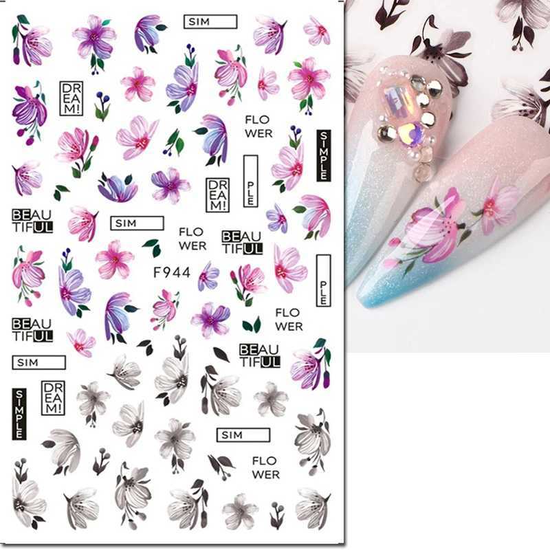 3d Nail Art Decals Tropical Palm Leaves Flowers Laces Faces Adhesive Sliders Nail Stickers Decoration For Nail ManicureXJ250120