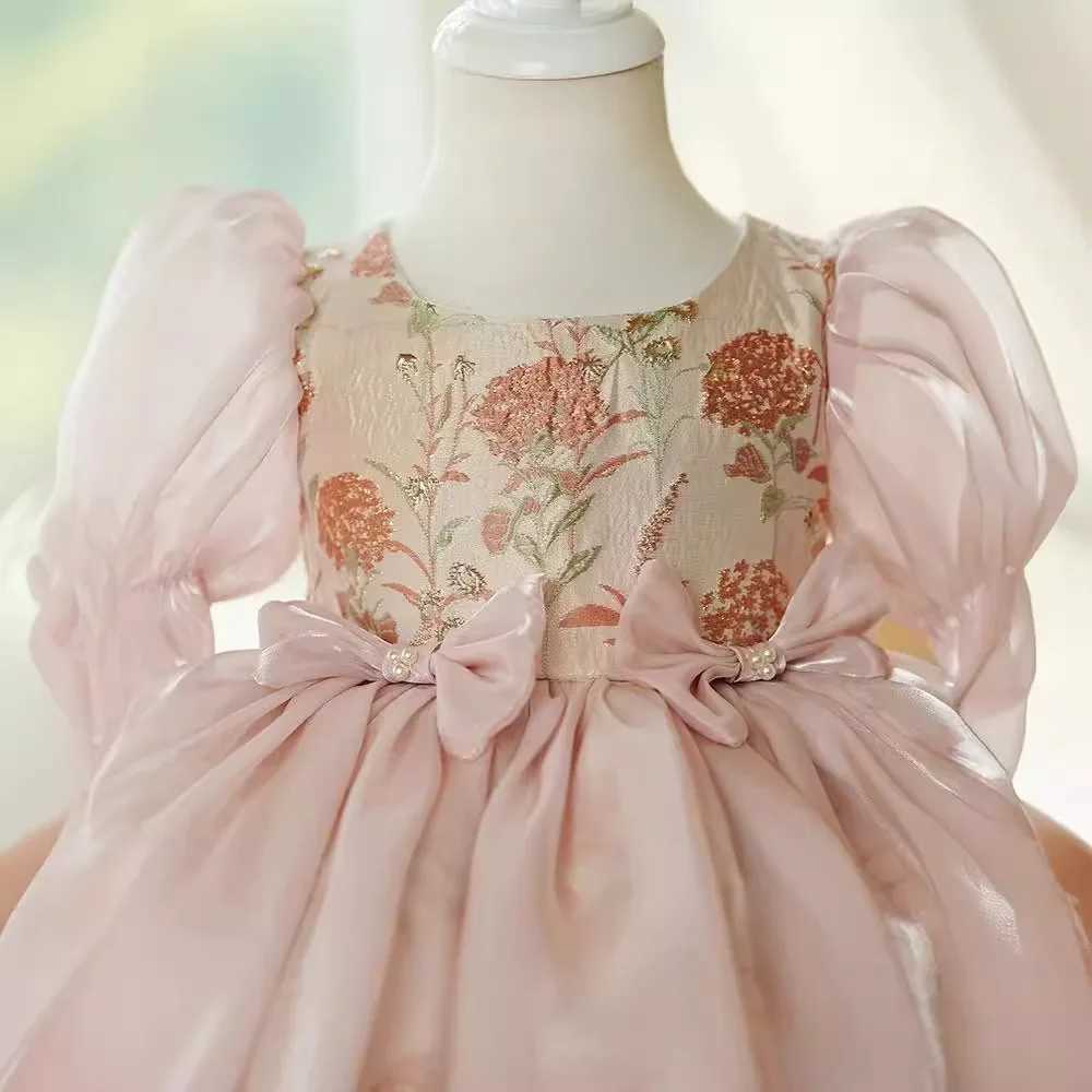 2024 Quality Flower Girls Dress Wedding Birthday Dress Big bow First Communion Dresses for Girls Baptism Party Dresses X250203