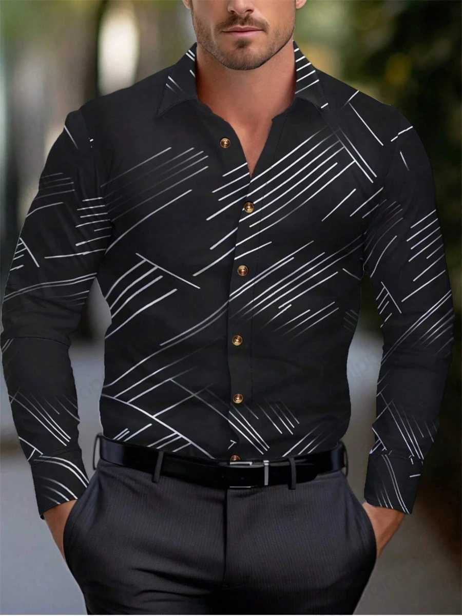 Mens Shirts Casual Business Long Sleeve Lapel Hawaiian Shirs Men Women Fashion Summer Beach Blouse Men Clothing Vocation StreetXJ250121