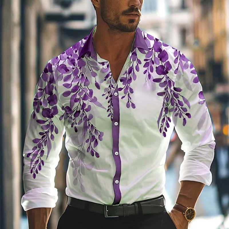 Mens Business Casual 3D Printed Shirt Work Daily Wear Streetwear Spring Summer Lapel S-5XL Long Sleeve Stretch Fabric ShirtXJ250121