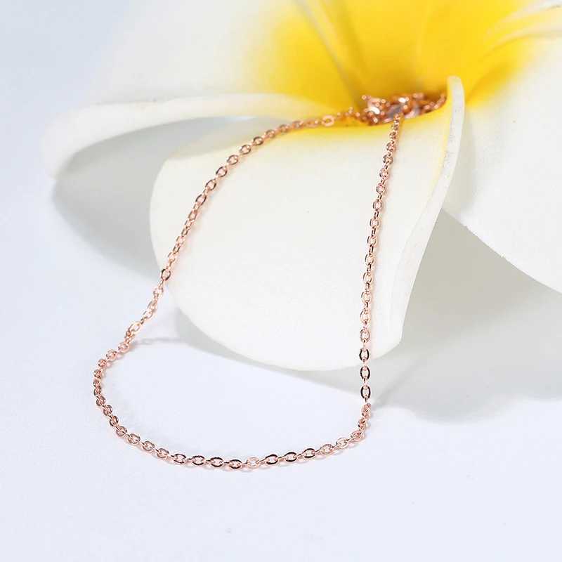 KISS MAN Genuine 925 Sterling Silver Cable Chain Necklace Rose Gold Plated Chain Necklace for Women Necklace Jewelry SC06XJ250114