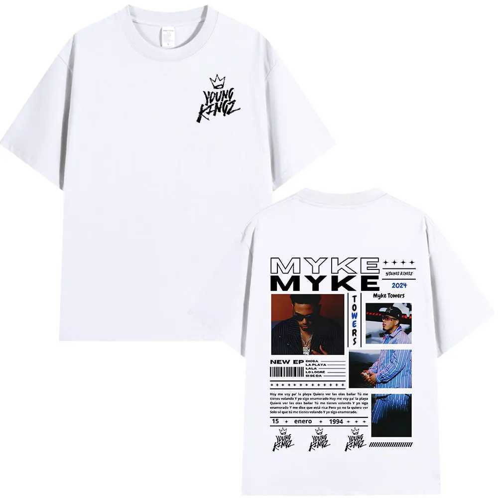 Rap singer Myke Towers album graphic printed T-shirt mens fashion hip-hop oversized T-shirt casual cotton short sleeved T-shirt X250203