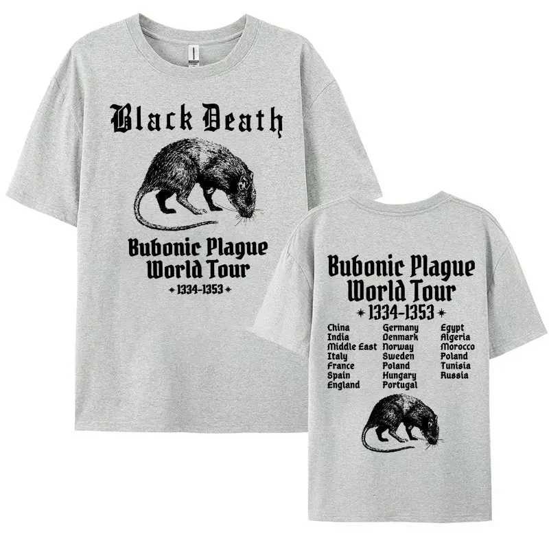 Bubonic Plague World Tour 2024 Mens T-shirt 100% Cotton Funny Meme Gothic T-shirt Mens Fashion Retro Extra Large T-shirt X250203