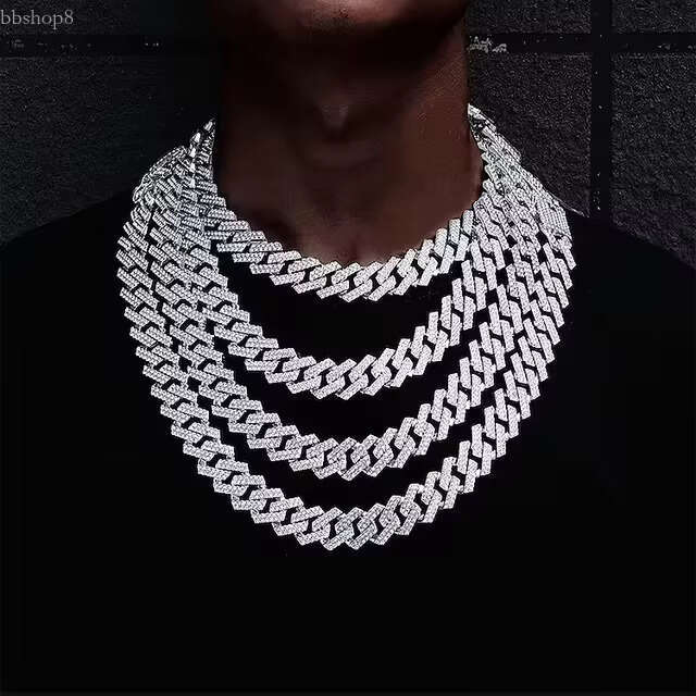Hip-Hop 12mm Sterg Sier Bracelet Ice Out Moissanite Dia Cuban k Chain Necklace For Men