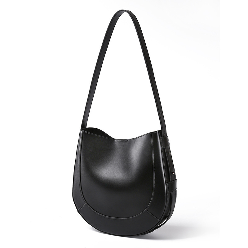 Bag New Light Luxury Genuine Leather Sherry With Niche Design, Large Capacity Tote Bag, Simple Style, Fashionable Commuting Shoulder Bag