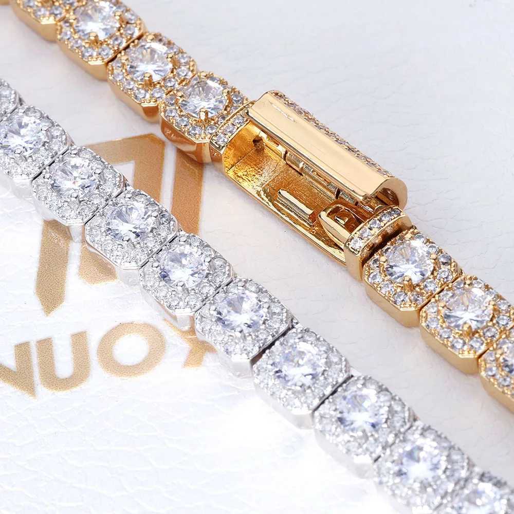 Hip Hop Jewelry 7mm d Tennis Chain Long Clasp Necklace Bling Zircon Cluster Diamond Gold Plated Choker For Women DropShippingXJ250114