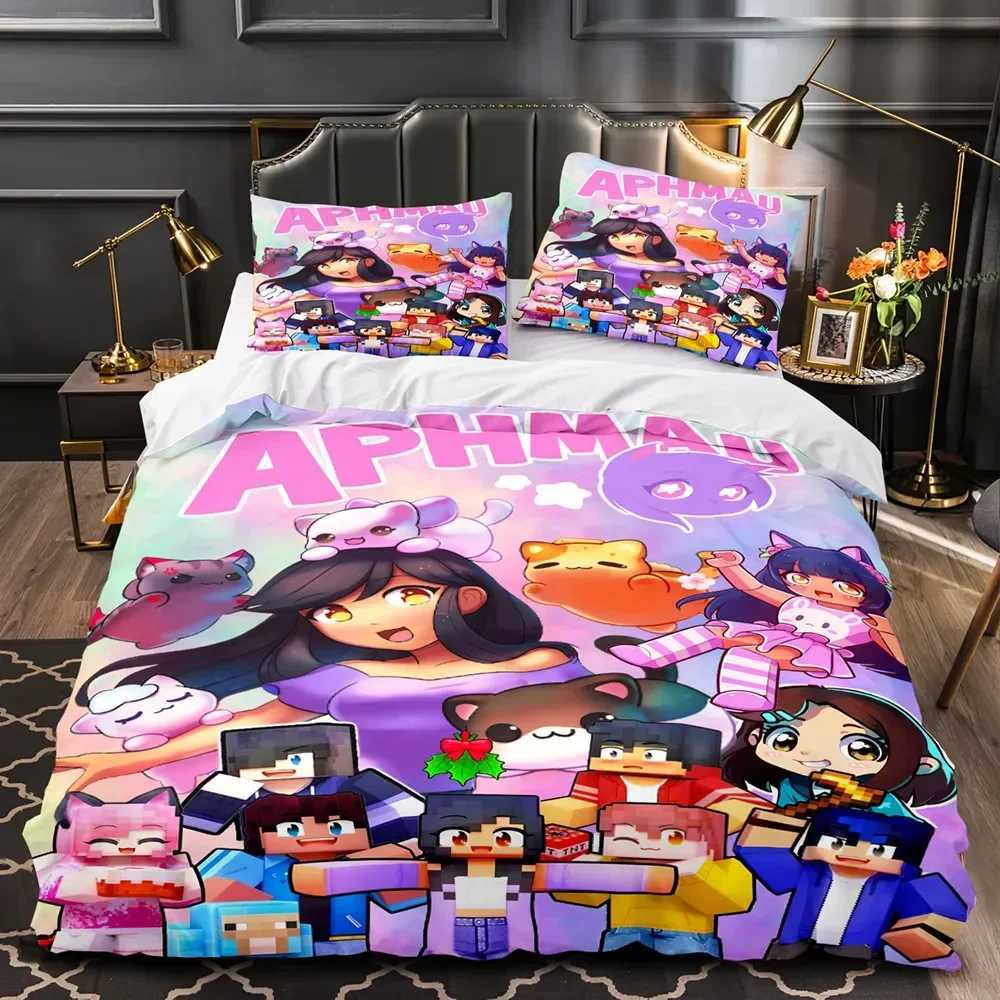 Aphmau bedding single double bed full size Kawaii Aphmau bedding Alult childrens bedroom Duvetcover set 3D printed 035 X250203