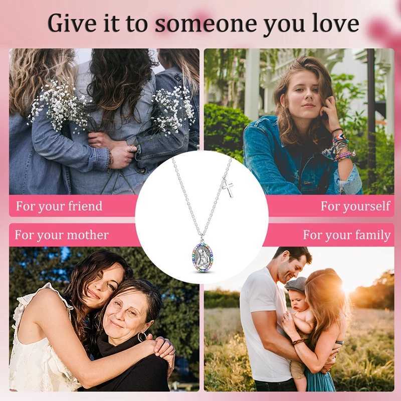 Original 925 Sterling Silver The Virgin Mary Necklace Zirconia Crystal Jewellery Party Birtay Wedding Women Anniversary GiftXJ250114