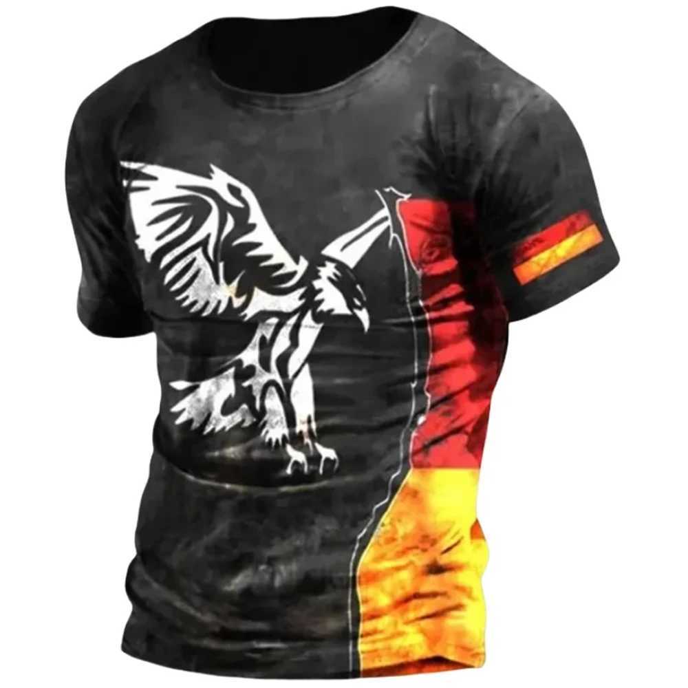 German mens T-shirt with German flag print O-neck short sleeved loose T-shirt summer mens retro clothing X250203